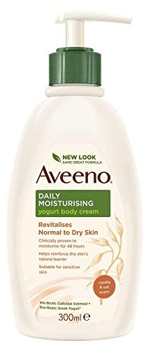 Aveeno Daily Moisturising feuchtigkeitsspendende Jogurt-Körpercreme, Vanille, 300 ml, Vanille- und Haferduft, 1 Stück