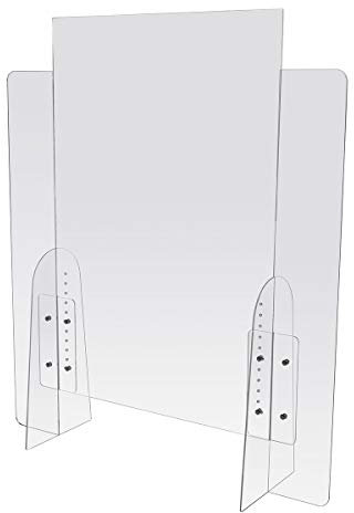 Spuckschutz aus Acrylglas erweiterbar Virenschutz, Hustenschutz, Thekenaufsatz Breite 75 cm, Höhe 50 cm Durchreiche einstellbar