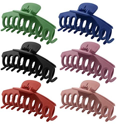Tongtong 6 Pack 4.3inch Acrylic Matte Hair Claw Clips Non-Slip Hair Jaw Clips Big Hair Claw Large Hair Barrette Clamps Ponytail Holder Hair Accessories for Women Ladies Girls