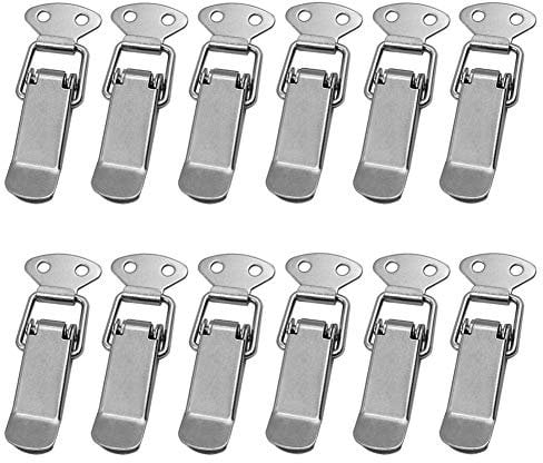 Spannverschluss Kistenverschluss,12 Stück Hebelverschluss Kappenschloss Haspen für Box Toolbox Schublade Schrank Truhe Tresor Safe Truhe Schrank Boxen Silber