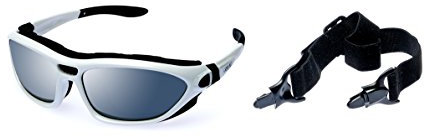 Alpland Sportbrille Sonnenbrille, Radbrille, Bergbrille, Kitebrille polarisiert (Weiß - Glas grey Cat.3)