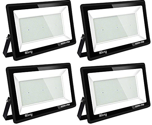 Blivrig LED Strahler Außen,500W strahler außen,Led Flutlicht Außenleuchte Superhell LED Fluter Außenstrahler IP66 LED Scheinwerfer,led strahler außen,für Garten,Garage,Sportplatz(4PCS-Warmweiß, 500W)
