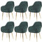 Lot de 6 chaises de Salle à Manger HWC-F18, Chaise de Cuisine, Design rétro - Velours Vert, Pieds dorés
