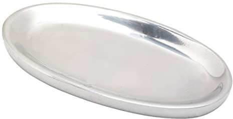 NKlaus Kerzenteller oval 12x6cm Aluminium Silber poliert Untertasse Tisch Dekoration Oberfläche glatt 10374