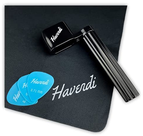 HAVENDI® Enrollador de cuerda prémium con 3 púas y paño de limpieza para guitarra, husillo para cambiar las cuerdas más rápidamente. Guitarra acústica, concierto y eléctrica.