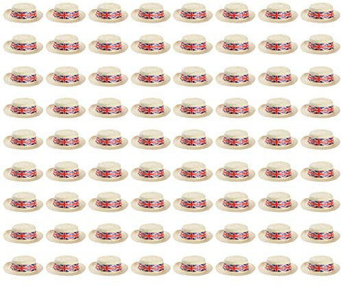 I LOVE FANCY DRESS Union Jack Flag Boater Hat - British Flag Straw Boater Hats – the Kings Coronation, Ve Day, Jubilee Events, Britain Celebrations - Pack Of 6