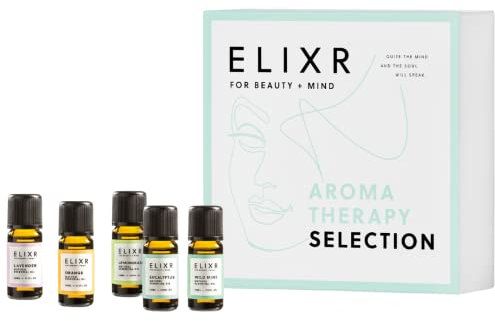 ELIXR Geschenkset Aromatherapy Selection I Ätherische Öle Set Naturkosmetik, Aroma Öle Probierset Duftöle
