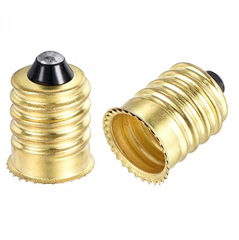 sourcing map Lampenfassung Adapter E14 auf E12 Kandelaber Lampensockel Konverter Gold Ton Packung mit 2
