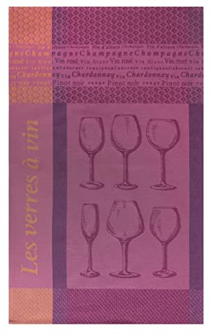 Coucke Bedrucktes Geschirrtuch, Baumwolle, Jacquard, Weingläser, 50 x 75 cm