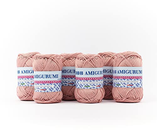 B.B.B. Filati - Amigurumi - Gomitolo filato puro cotone morbidissimo adatto per creare bambole e pupazzi lavabile in lavatrice per Ferri/Uncinetto: 3-4 Rosa Antico 5 6pz 300 gr