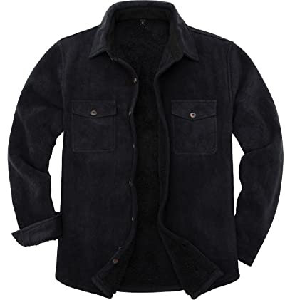 ZENTHACE - Camicia giacca da uomo in flanella foderata in caldo pile Sherpa, a quadri (interamente foderata in pile Sherpa), 3XL
