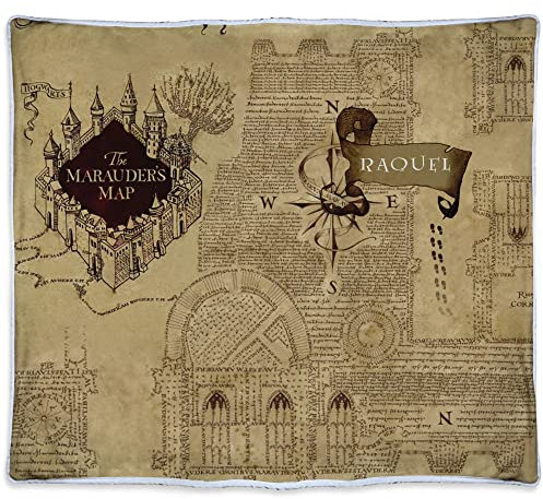 Personalisierte Kartendecke des Rumtreibers mit Namen/Text. Personalisierte Geek-Geschenke. Personalisierte Polardecke. 600gr/m². Decke 125x140cm. Warme Decke Karte des Rumtreibers