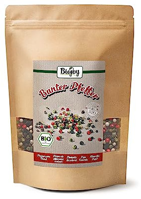 Biojoy BIO-Bunter Pfeffer ganz (500 g), Pfefferkörner bunt für Pfeffermühle