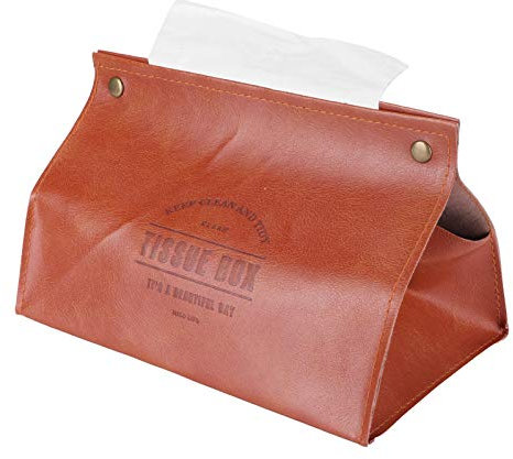 Soporte para Caja de Pañuelos, Caja de Pañuelos de Cuero PU Rectangular Funda Caja de para Papel Organizador Decorativo para Mesa Baño Coche (Naranja)