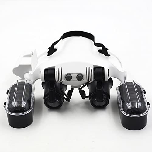 Meichoon Stirnbandlupe mit LED-Licht Lupe 4 Austauschbare Linsen 10x 15x 20x 25x für Schmuck-Identifikation Uhr Elektronik Reparatur Medizinische Laborarbeit UC46