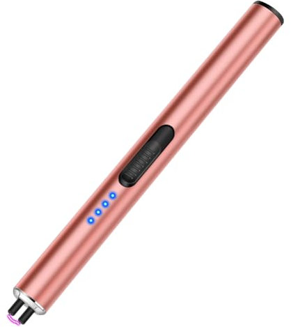 LcFun Accendino elettrico ad asta ad arco elettrico, lungo accendino elettrico USB, ricaricabile al plasma, antivento, accendini elettrici per candele, fuochi d'artificio, cucina (rosa)