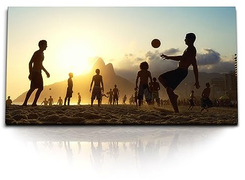 Paul Sinus Kunstdruck Bilder 120x60cm Brasilien Strand Fußball Rio de Janeiro Sonnenuntergang