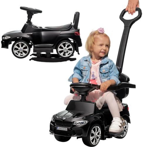 Actionbikes Motors BMW M5 Voiture à Pousser pour Enfants sous Licence | Batterie 6 Volts 4,5 AH - Voiture pour Enfants avec poignée de poussée - Toboggan - Draisienne (Noir)