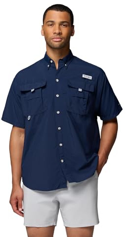 Columbia Men's Bahama 2 Short Sleeve Shirt, Short Sleeve Shirt, Collegiate Navy, Large