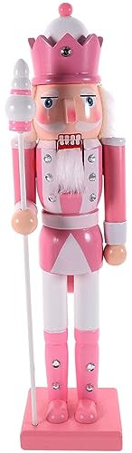 jojofuny Décorations De Noël Ornements Casse-Noisette 25 Cm Figurines Casse-Noisette en Bois Rose De Casse-Noisette De Collection Festive pour Table d'hiver Intérieure Décor De