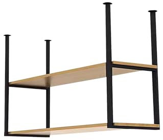 Support à casseroles suspendu – Étagère murale casseroles et poêles le rangement et l'organisation cuisine, porte-bouteille verre vin à 2 niveaux, étagère murale, présentoir plafond étagères rangement