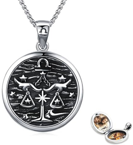 Redsun Waage-Halskette 925 Sterling Silber 12 Konstellation Kette Medaillon-Halskette, Geburtstagsgeschenk für Sie, Frauen, Teenager, MädchenSternzeichen-Anhänger-Halsketten für Frauen