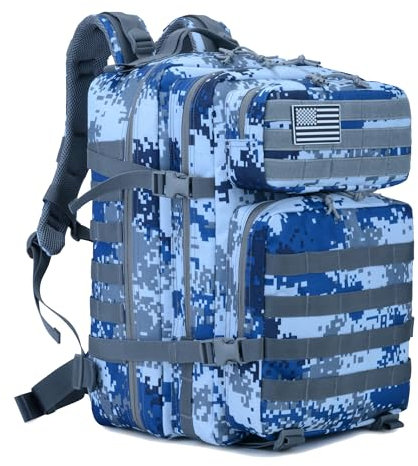 SEYATULLH Militärische taktische Rucksäcke, 30/45 l, groß, für Armee, Molle-Tagesrucksack, 3-Tage-Bug-Out-Tasche für Outdoor-Sport, Wandern, Camping, Bergsteigen, Trekking, Navy Digital, One size