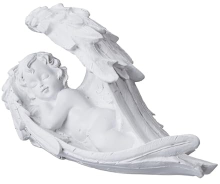 Relaxdays Décoration pour Une Tombe, Ange endormi, résiste aux UV, aux intempéries, au Gel, HLP 13 x 21 x 9 cm, Blanche