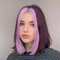 VEBONNY Peluca frontal de encaje morada con mechas lila, de cabello sintético para mujeres, bob largo hasta el hombro de 35 cm VEBONNY-818