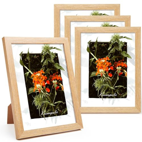 Kromapolis Lot de 4 petits cadres photo, respectueux de l'environnement, en MDF, 15 x 20 cm, avec fermeture à vis, panneau arrière, verre acrylique de qualité supérieure, aspect chêne
