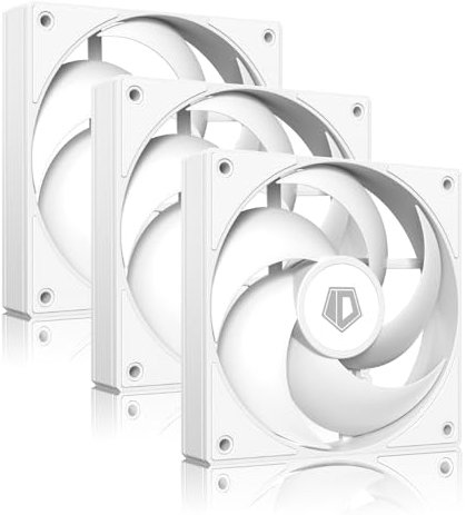 ID-COOLING AS-120-W TRIO 120mm White Computer Case Fans 3 Pack High Performance Cooling Fans Low Noise 27.2 dB(A), Fan Speeds from 300 RPM - 2,000 RPM, 58 CFM, Hydraulic Bearing Quiet Long lifespan