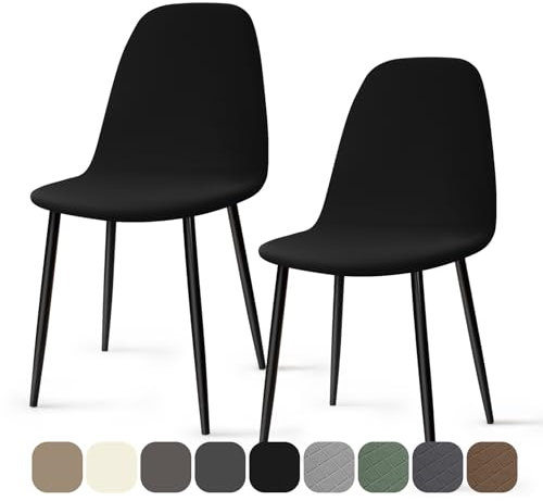 Stuhlhussen 2 Stück Stretch Stuhlhussen für Esszimmerstühle Universal Spandex Hussen für Stühle Abnehmbare Waschbar Stuhlbezüge Stuhl Hussen für Küchenstühle Hotel Bankett (Schwarz, 2 Stück)-KC