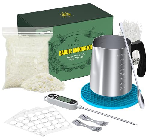 sevkumz Komplettes Kerzenherstellungsset für Anfänger - enthält Schmelztopf, Sojawachs, Dochte, Rührlöffel, Dochtaufkleber, Dochthalter und Handwerkszeug - DIY-Geschenkset