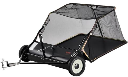 VEVOR Spazzatrice da Giardino Abbattibile, Spazzatrice Raccoglitore Foglie Erba Capienza ca. 400 L, Rimorchio Traino 106,6 cm, Altezz Spazzamento Regolabile per Raccogliere Detriti, Erba da Prato