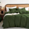 Lanqinglv Housse de Couette 240 x 260 cm Coton Vert foncé,Unie Parure de Lit 2 Personnes avec Fermeture Éclair,Certifié Oeko-TEX Housse de Couette avec 2 Taies d'oreiller 65x65 cm