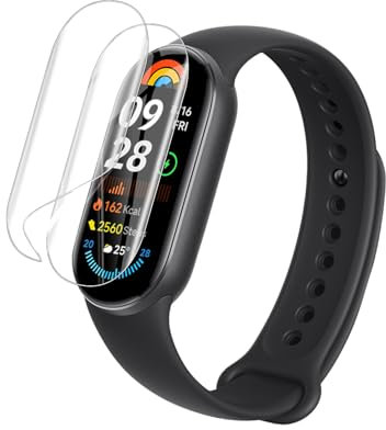 Natbok 2 Stück Schutzfolie für Xiaomi Smart Mi Band 9 1.62 2024,Fingerabdruck-ID Unterstützen HD Displayschutzfolie,Anti- Kratze Bläschenfrei Mi Smart Band 9 Weich TPU Flexible Displayschutz