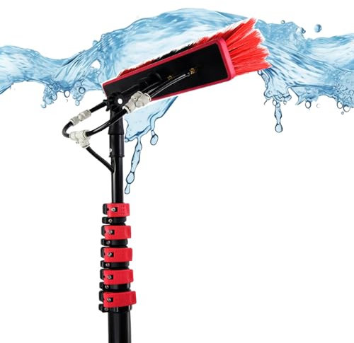 Teleskopische Fensterreinigungsstange mit Wasserzufuhrbürste, ausziehbarer Reiniger für Wintergarten, Dach und Fenster, 7,8 m