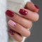 Short Almond French Tip Press-On Nails - 24Pcs False Nails with Glue, Elegant White Stick-On Nail Set for Women (wine red, Square)