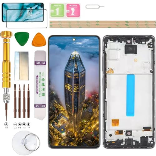 Gadget Troops Écran LCD (sans empreinte digitale) pour Samsung Galaxy A52 4G/5G, A52S 5G SM-A525F/DS, A526B/DS, A528B/DS, A525M, A526W, A526U, A526U1, A528N Kit de remplacement d'écran (Noir)