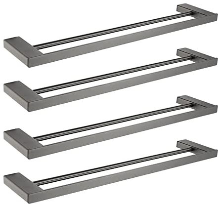 NLNGZKZFNF Porte-serviettes de salle de bain Porte-serviettes double 60 cm Porte-serviettes avec crochet Étagère murale Porte-serviettes (4 PCS)