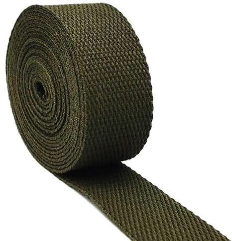 AnseTendance - 32 mm 10 Meter Baumwollgurt für Handtaschen, Rucksäcke, Bauchtasche, Henkel, Umhängetasche, Straps, Kreationen, Handtaschen, Nähen, Kleidung, Handwerk, Farbe: Khaki, Grün