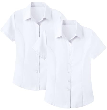 Lot de 3 chemises habillées à col boutonné à manches courtes pour femme - Chemisier d'affaires décontracté pour le travail