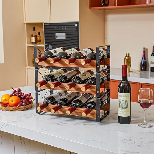 xixi-home Eisen Tisch Weinregal Freistehendes modernes Metall-Weinregal Regal für Spirituosenflaschen,für Küche, Bar, Restaurant usw-Typ D