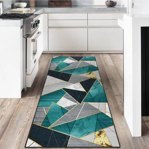 LYYK Läufer Flur 60x120cm, waschbarer Kurzflor Teppich mit rutschfestem Gummirücken Hochwertiger Küchenläufer für Eingangsbereich, Waschküche & Wohnhausflur