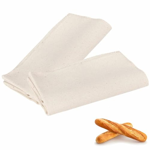 Fermentée Boulangers Tissu Réutilisable, Toile Lin pour Cuisson du Pain, Toile de Lin pour Pâtisserie, Tissu Fermenté, pour Fermentation de la Pâte, 2 Pièces, 75 x 45cm