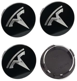 BAOYBS 4 Stück Nabendeckel für Tesla Model Y Juniper 2025 2020-2024, Zentralabdeckung Felgendeckel Radzierblende Wasserdicht Staubdicht Wheel Caps aus Hochwertiges ABS,Black Silver-56mm