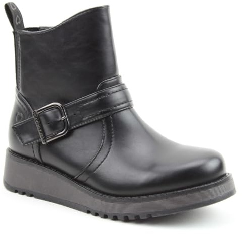 Heavenly Feet Cherish Black Vegan Wedge Ankle Boots (Black, UK Footwear Size System, Adult, Women, Numeric, Medium, 4)