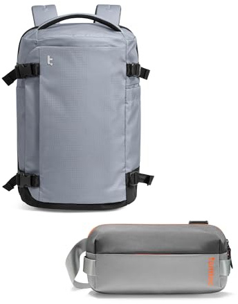 tomtoc Travel Backpack 40L, TSA Friendly Flight Approved Carry on Luggage Hand Water-resistant Lightweight with a Compact EDC Sling Bag, Minimalist Chest Shoulder Crossbody Bag