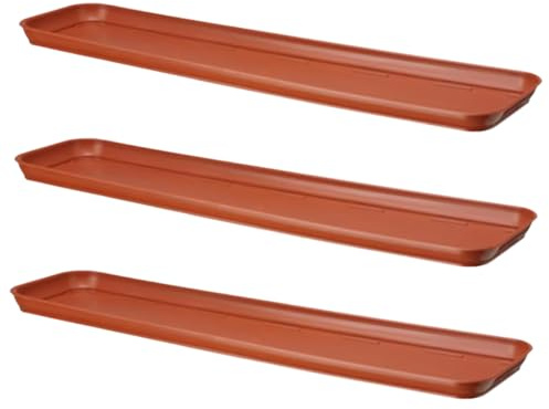 pokm toolsmarket - 3er Set Untersetzer für Blumenkasten 40cm, wetterfest, Terracotta Farbe, 3 STK. Abtropfschale Unterlage für Pflanzkästen, EU-Herstellung, für Fensterbank & Balkon