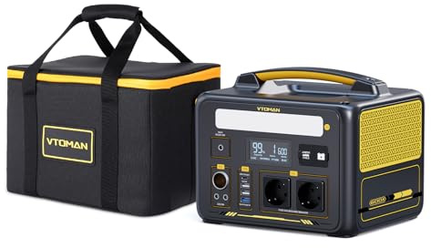 VTOMAN Jump 600X Estación de Energía Portátil con Bolsa de Almacenamiento | 299Wh Generador Solar, LiFePO4 Batería, 2 Salidas CA de 600W, Capacidad Ampliable a 939Wh , Camping, RV, Fiestas
